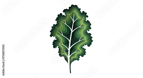 A vibrant green kale leaf with a white vein pattern isolated on a clean white background, celebrating National Kale Day with fresh and healthy vibes.