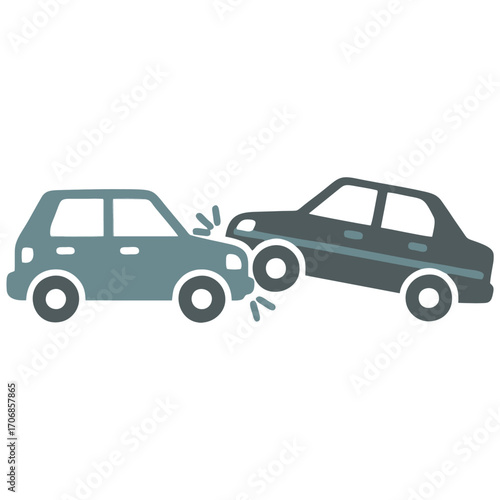 Vector illustration of a car accident, showing two vehicles colliding in a flat design. Perfect for safety campaigns, insurance visuals, or transportation-related content