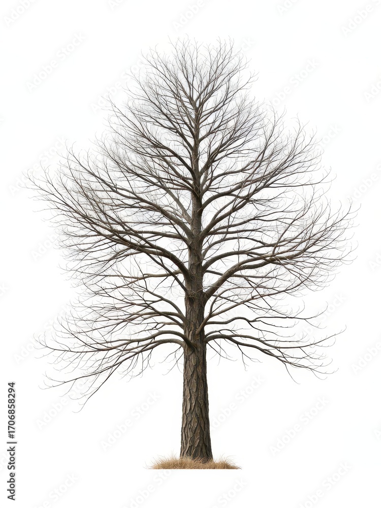 Obraz premium Barren tree silhouette isolated background nature image minimalist style vertical viewpoint seasonal change concept