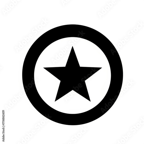Black star inside a circle with a black outline on a white background creating a simple graphic design created with generative ai Free Download Black star inside a circle with a black outline on a white background creating a simple graphic design created with generative ai - GFXLoad