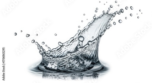 Fresh water splash in high resolution, clean transparent effect, isolated on white background