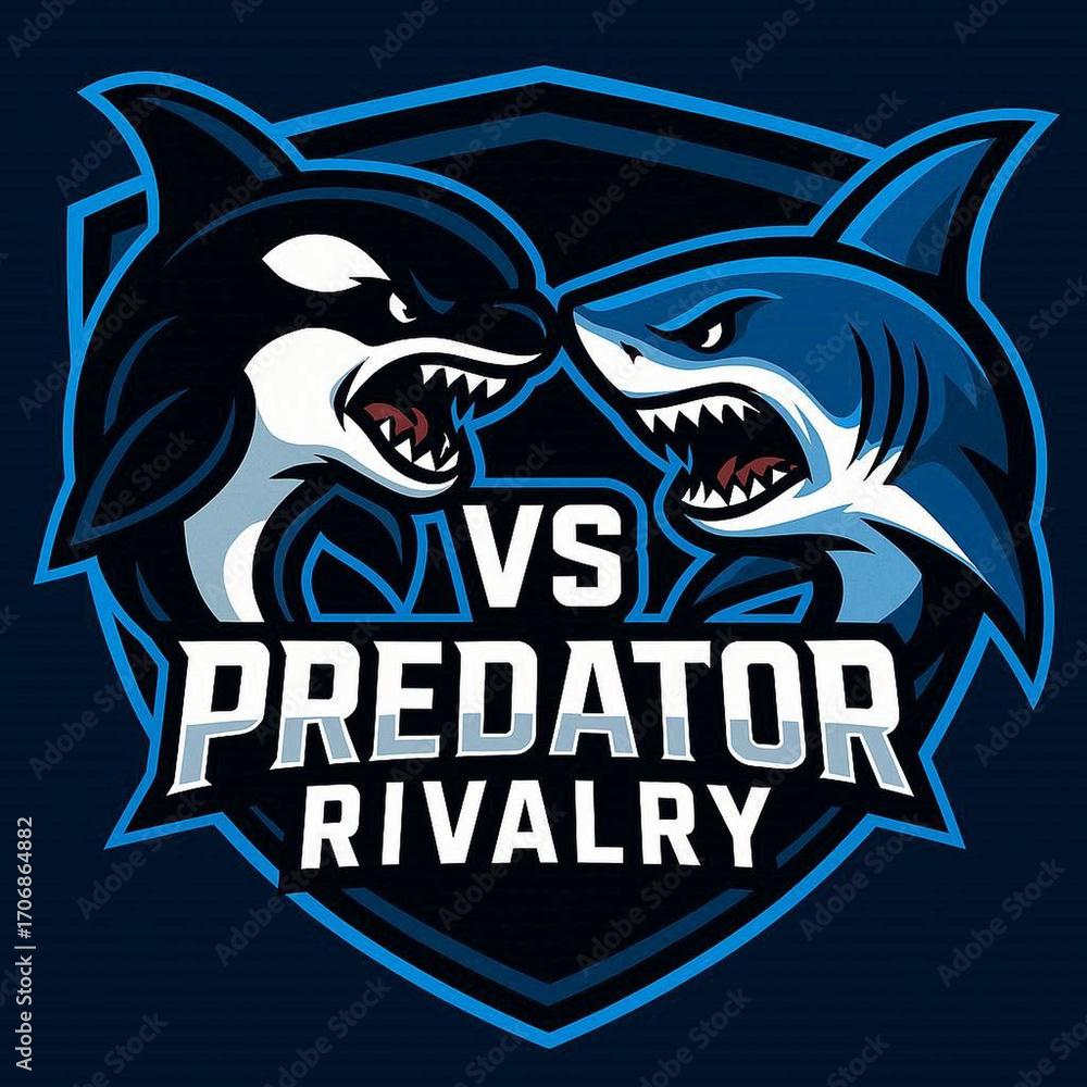 Fototapeta premium Orca vs Great White Shark esport logo