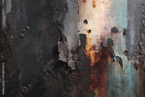 Abstract Rust Texture - Weathered Metal Surface with Paint and Corrosion.