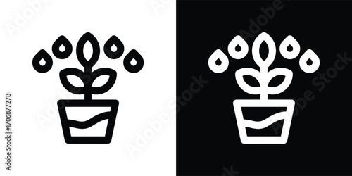 hydroponics icon set in outline black and white style vector illustration
