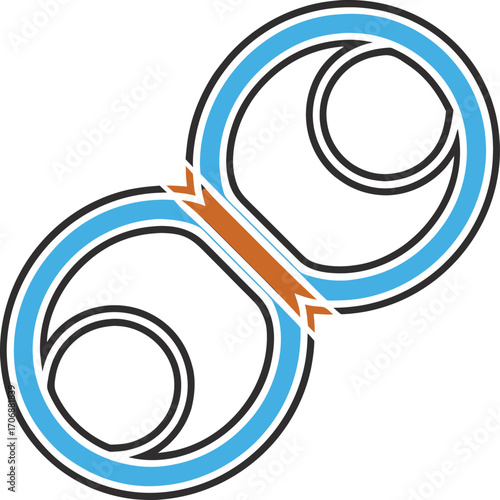 Creative blue and orange infinity loop design with bold lines and flow. A modern abstract artwork symbolizing eternity, balance, and limitless possibilities for logos or art.