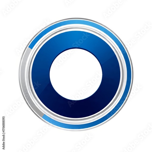 blue round button with reflection