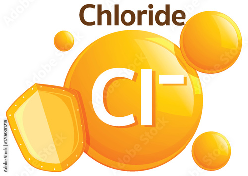 Chloride Ion Symbol with Protective Shield Illustration