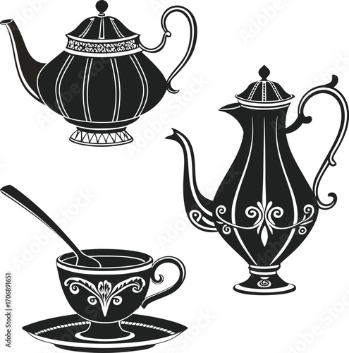 Hot Drink Service Vector Illustration