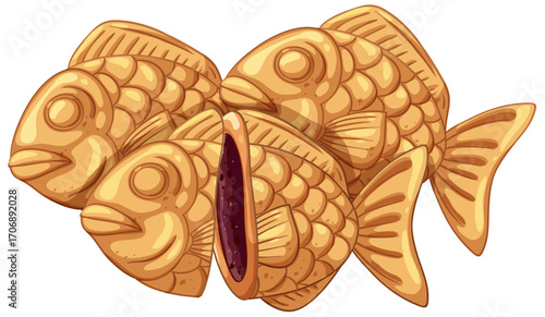 Taiyaki Fish-Shaped Pastries with Sweet Red Bean Filling