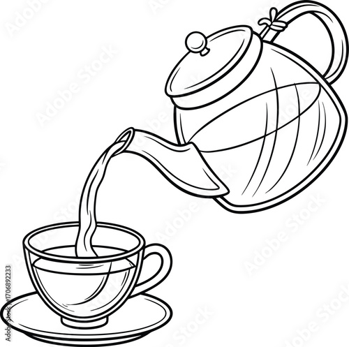 Hot Tea Pot and Cup Silhouette