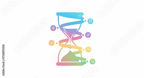 Colorful Hourglass Infographic Representing Time Management Process