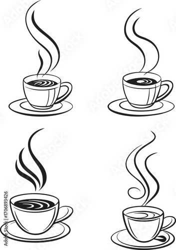 set of coffee cups vector