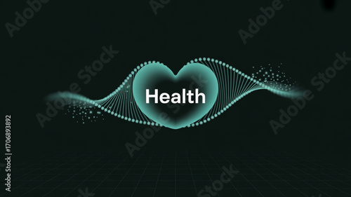 The health heart dna illustration with the word health inside the heart presents a visually engaging representation of healthcare and medical concepts