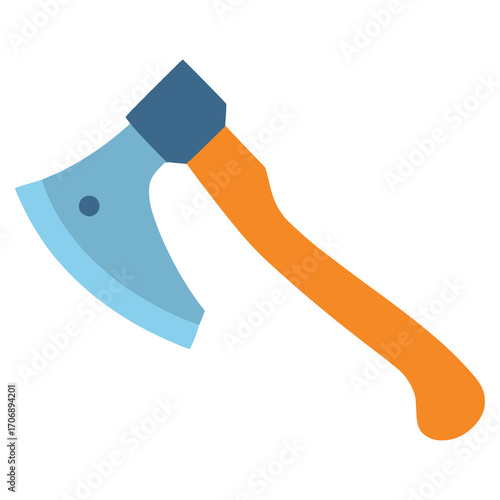 Axe with Steel Head tool flat color vector illustration template design