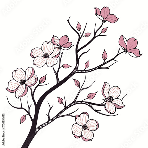 dogwood pink on white background 