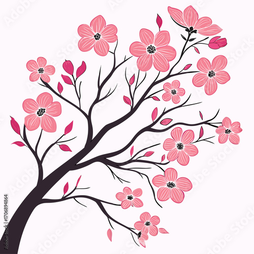 dogwood pink on white background 