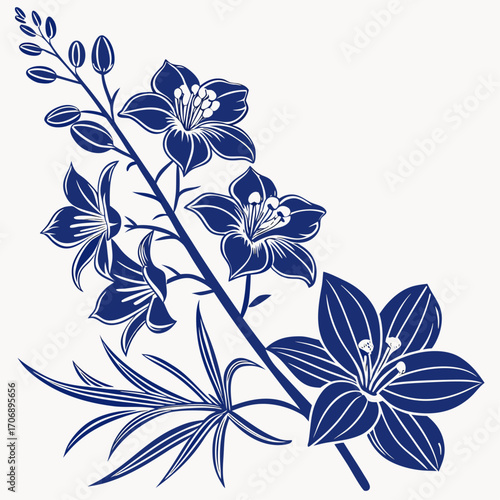 delphinium with leaves