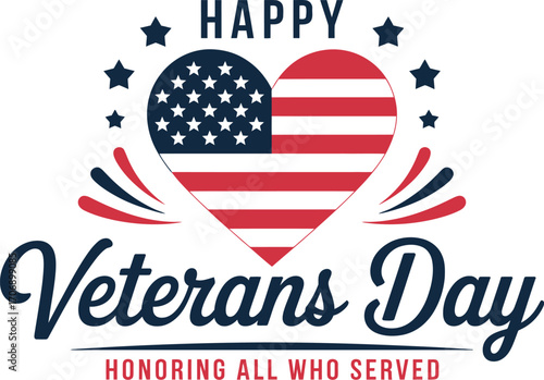 Happy veterans day honoring all who served graphic design