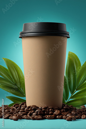 Kraft coffee cup on table
