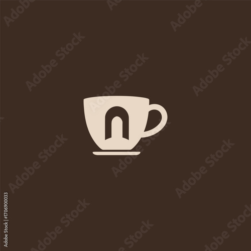 Coffee cup and gate silhouette elegant minimalist logo design.