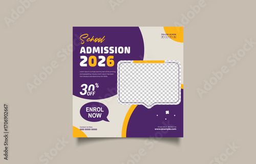 School Admission Open for 2026 Promote Your Institution with This Eye Catching Template Ideal for Universities and Colleges to Attract Students