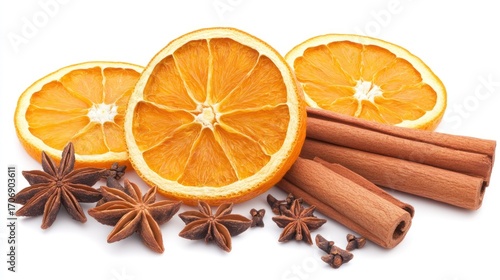 Dried orange slices with cinnamon and spices
