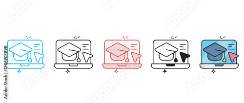 Online Education icon design with white background stock illustration