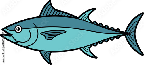Illustration of tuna fish drawing isolated on white background