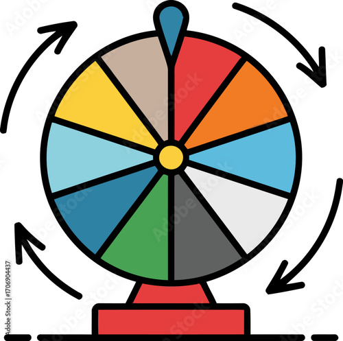 Wheel of fortune spinning game luck chance lottery concept art