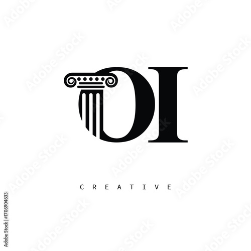 OI Law Prime Monogram Logo Design Classic Column & Legal Symbol