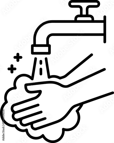 Hand washing hygiene safety clean hands vector line icon