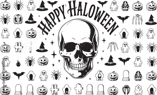 A grunge vector illustration of a scary skull and crossbones symbol for a Halloween pirate tattoo design
