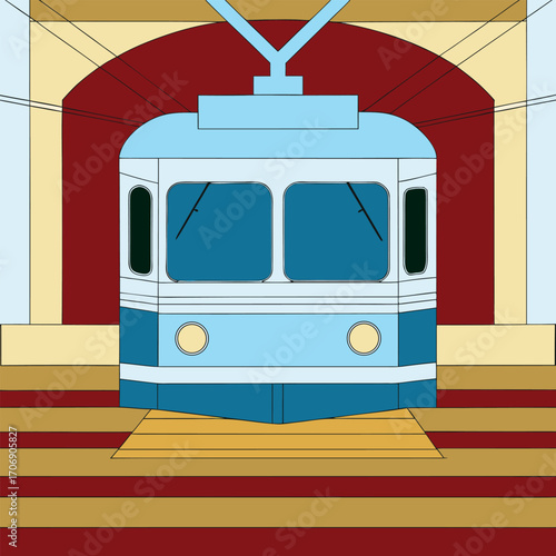 Vibrant Subway Car Illustration An Artistic Depiction of Urban Transportation and Tunnel Environment Artistically Rendered
