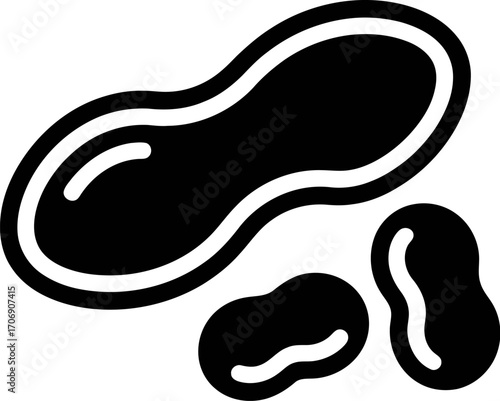 Simple black and white illustration of peanuts