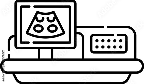Medical ultrasound machine displaying fetal development during pregnancy check-up