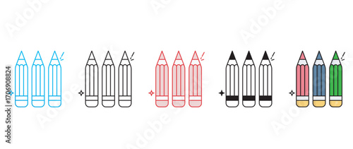 Coloured Pencils icon design with white background stock illustration