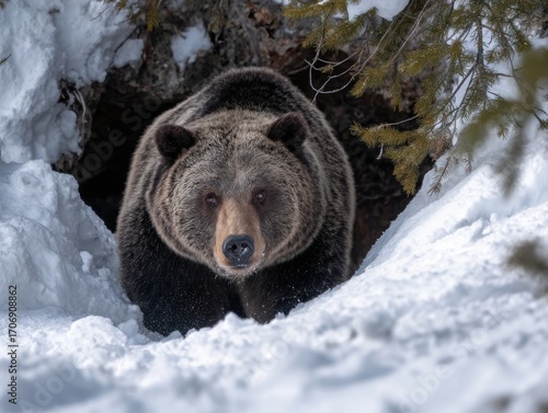 The Awakening of a Grizzly Bear from Winter Sleep