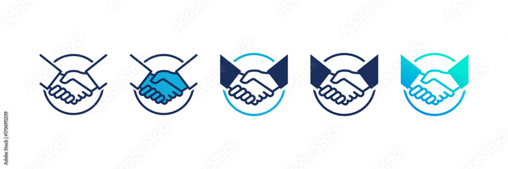 Obraz premium Handshake icon set multiple style collection