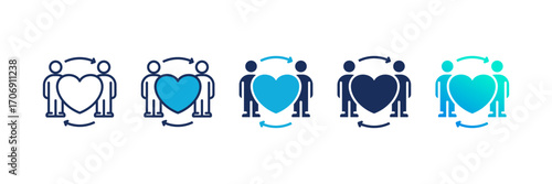 Relationship icon set multiple style collection