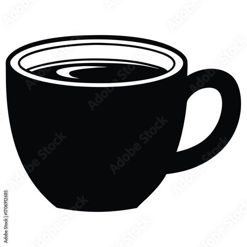 A black silhouette of a hot cocoa mug