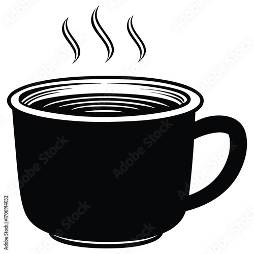 A black silhouette of a hot cocoa mug