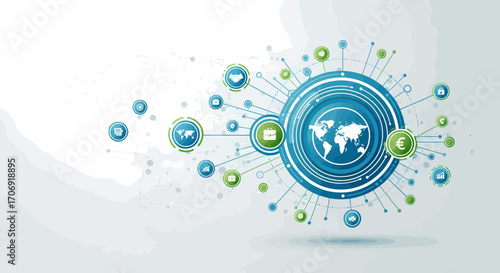 Modern Global Network Technology Connectivity Digital Concept Illustration
