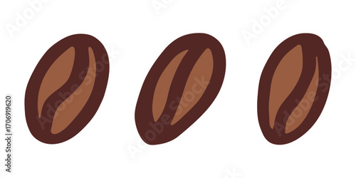 Set of simple hand drawn coffee bean Drink doodle Single element for print, web, design, decor