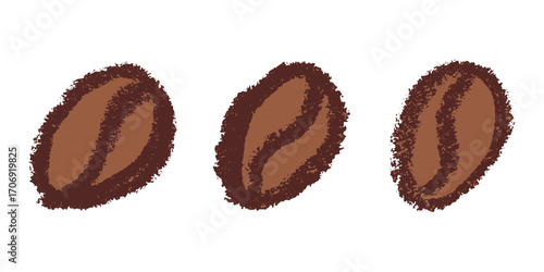 Set of simple hand drawn coffee bean Drink doodle Single element for print, web, design, decor