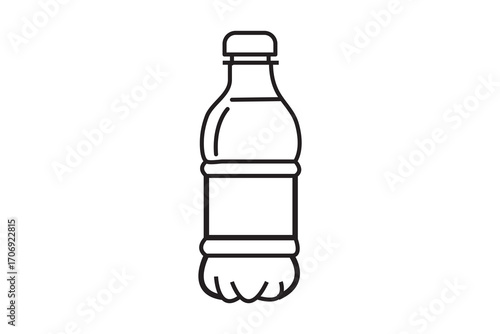 Isolated transparent glass and plastic bottles of water, wine, and perfume on a white background