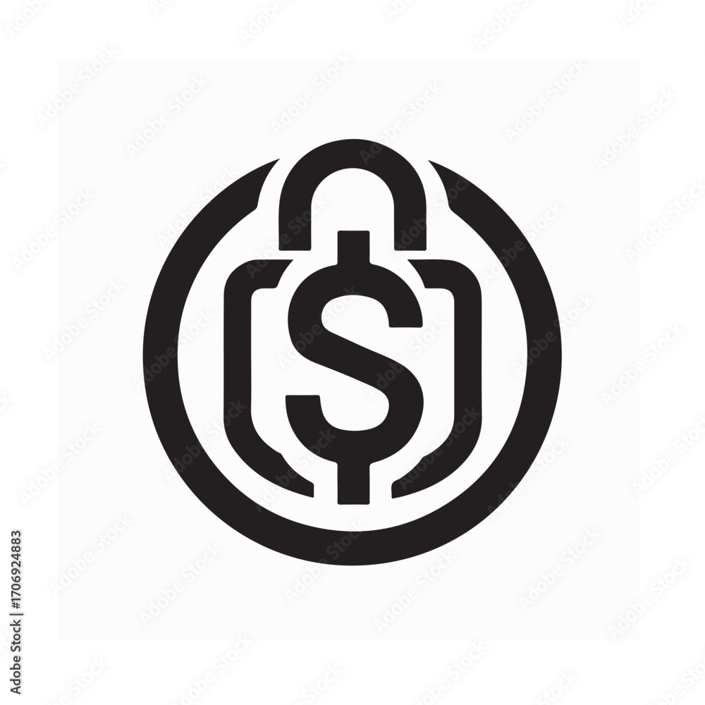 Fototapeta premium Padlock with Dollar Symbol Vector Illustration on White Background