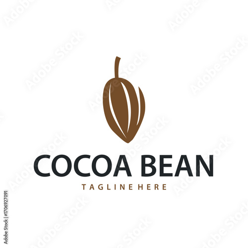 Cocoa bean logo design concept fruit chocolate drink silhouette and plantation symbol illustration icon template vector design