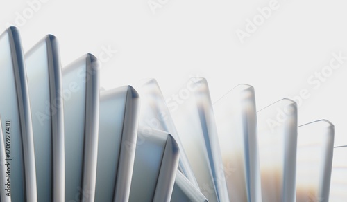3D illustration 4k 8k. Abstract 3d background with glass dispersion cube shapes and circle effect. Geometric iridescent crystal glass. Modern wallpaper, digital technology.