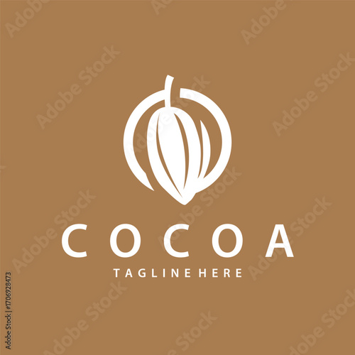 Cocoa bean logo design concept fruit chocolate drink silhouette and plantation symbol illustration icon template vector design