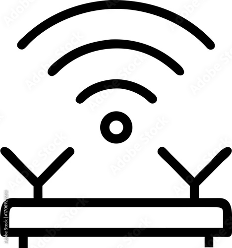 Illustration of a wireless router symbolizes internet connectivity, networking, and modern technology in a minimalist design